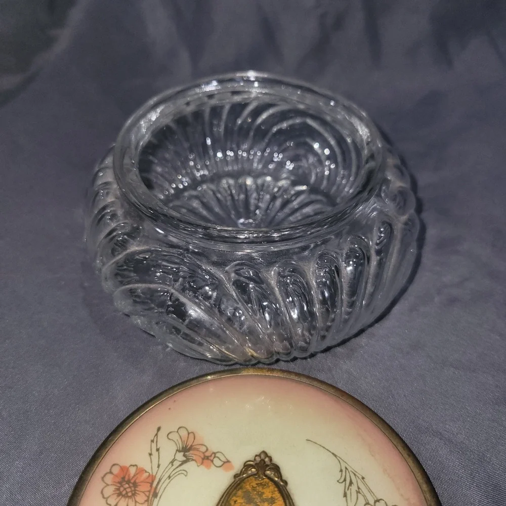 Vintage Vanity Glass Powder Jar